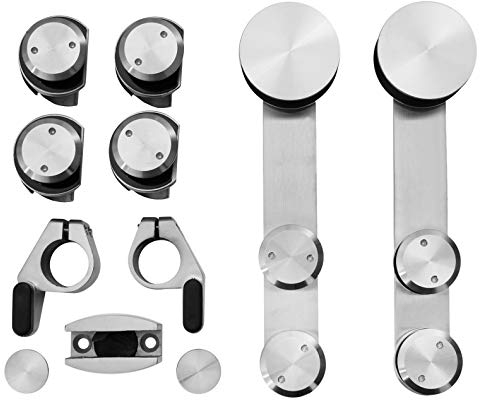 Schiebetürbeschlag V4A Komplettset für Glasschiebetüren passend für 25mm Rohrschiene