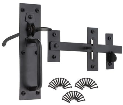 Garden Gate Accessories Metal Fixing Latch T Hinges Spring Closer Bolt Black (8 Suffolk Gate Latch)