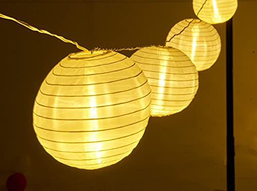 AMARE LED Lichterkette mit 15 XXL Lampions mit 15 cm Durchmesser, Solarbetrieb, warmweiß