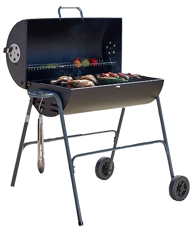 Texas Flame master Oil Drum Charcoal BBQ Charcoal Barbecue ideal for Home Garden Party BBQ