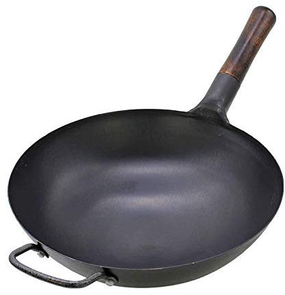 HUOQILIN Wok pentola in ferro manuale wok forgiato Wok casa wok wok vintage ristorante wok wok calderone non rivestito, 40 cm