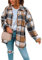 Yming Frauen Plaid Tops Shirt Jacke Frauen Revers Filz Jacke Holzfäller Jacke Shirt Bluse Langarm Check Shirt Kariertes Bluse Shirt Langer Freund Mantel Casual Lose Tunika Braun L