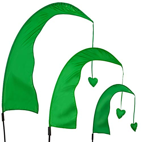 alles-meine.de GmbH 3 Stück Windfahnen/Balifahnen Farb & Größenwahl 1 Meter - grün - mit Stab/Fahnenstange - UV-beständig & wetterfest - Gartenfahnen - Windrichtungsanz..