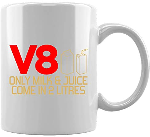 Gunmant Only Milk and Juice Come in 2 litres V8 Ceramic White Mug Coffee Tea Water Cup Office Home