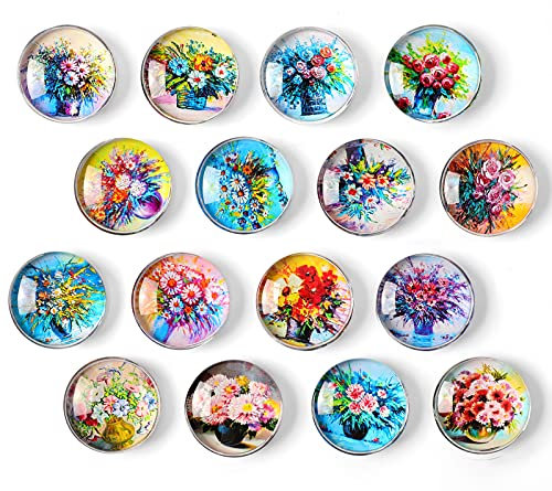 Kühlschrankmagnete, Kristallglas, Blumen-Muster, für Zuhause, Büro, Schrank, Whiteboard, Fotos, Party, Urlaub, dekorativer Magnet, Geschenk, 16 Stück