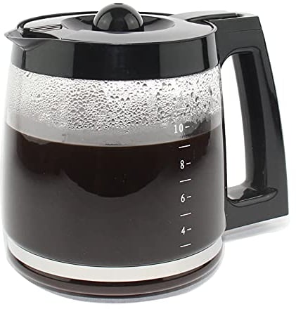 Cestlaive 12 Tassen Ersatzkaraffe aus Glas Kaffeekanne | kompatibel mit Hamilton Kaffeemaschine | passend für Modelle 49980A, 49980Z, 49983, 49618, 46300, 46310, 49976, 49966, 49350, schwarz