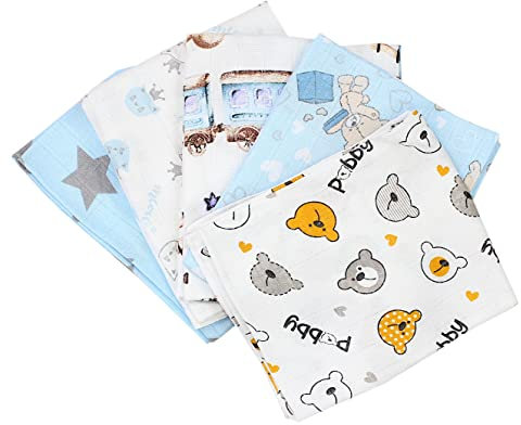 TupTam Baby Mullwindeln Spucktücher 70x80 5er / 10er Pack, Farbe: Junge 5, Anzahl der Teile:: 5er Pack