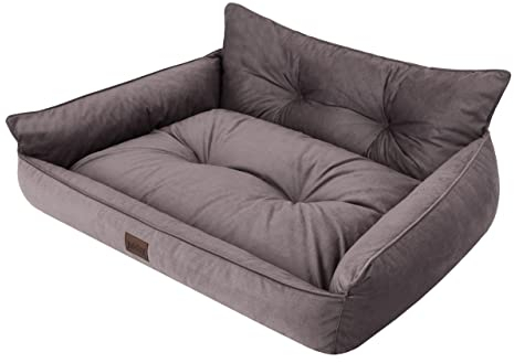 DOGGY Hundebett Haustierbett Hundeliege Gesteppt Hundekissen Bett Sofa Hundematratze Tierbett Hundesofa Matratze, Braun Fancy, XXL - 106 x 80 cm