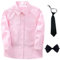 aromm Garçons Manche Longue Chemise Habillée Solide Rose L'école Uniforme Hauts Vêtements avec Cravate et Nœud Papillon, 100