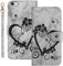 AOSBUTURY Handyhülle Tasche Book Cove für iPhone 6/iPhone 6S (4.7 Zoll) Hülle Blume Liebe Herz Muster Marmor PU Leder Klapphülle Brieftasche Schutzhülle Etui Flip Case,Schwarz