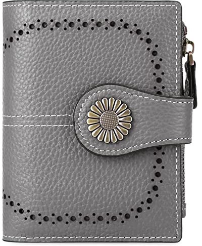 SENDEFN Geldbörse Damen Leder aus weichem Echtleder mit 16Kartenfächer Kurz Portemonnaie und Blocker RFID