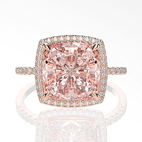 DJMJHG Luxus 100% 925 Sterling Silber Erstellt Moissanite Morganit Edelstein Hochzeit Verlobungsring Edlen Schmuck 7