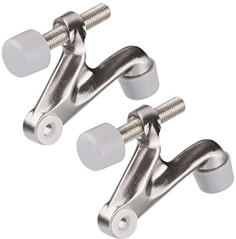 Cosnys 2 Pack Hinge Pin Door Stopper,Adjustable Heavy Duty Door Hinge Stopper 2-3/8x15/16Convenient Door Stopper for Door Hinges,with Black Rubber Bumper Tips,Easy Installation