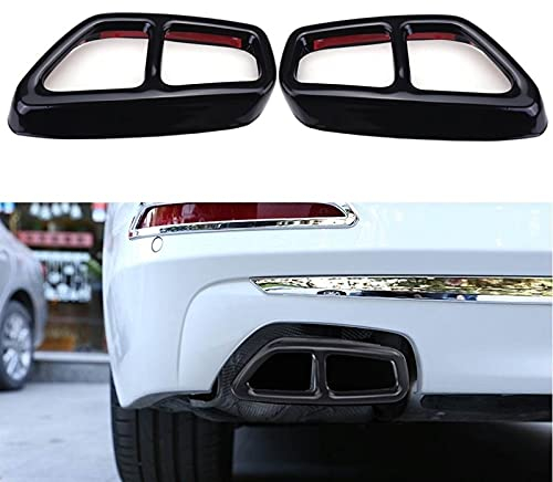Auspuff Endrohr Auspuffblende Edelstahlauto-hintere doppelte Auspuff-Schalldämpfer-Rohrabdeckung-Trim-Auspuff-Schalldämpfer-Panel-Fit für die BMW 5-Serie G30 G31 2017 2018 482 (Color : Black)