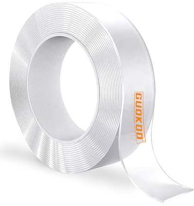 Guokoo Nano Double Sided Tape Heavy Duty - Transparent Reusable Nano Adhesive Tape, Washable Traceless Strong Gel Tape, Wall Sticky Strips for Carpet Fixing, Photos Posters. (2CM * 2MM * 3Metre)