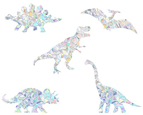 GORGECRAFT Fensteraufkleber Mit Dinosauriermuster Statisch Nicht Selbstklebend Kollisionssicher Fensteraufkleber Vinylfolie Heimdekoration Für Schiebetüren Fenster Verhindern Vogelschlag 5 Stück