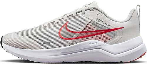 NIKE DD9293-009 Downshifter 12 Sneaker Male Platinum Tint/LT Crimson-Black-White UK 7.5