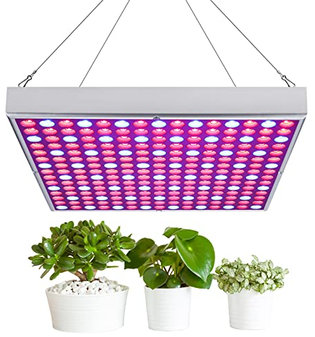 Jopassy 15W Grow Light, LED-Wachstumslicht, Vollspektrum Pflanzenlampe, für Zimmerpflanzen, Gemüse, Blume, Indoor Gartenarbeit, 15W LED, Metall + Polykarbonat, Hängemontage, 30,5 x 30,5 x 3,5 cm