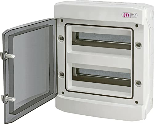 ETI Sicherungskasten Aufputz IP65 Feuchtraum Verteiler Kleinverteiler Stromverteiler Verteilerkasten Schaltkasten Aufputzverteiler (2-reihig 24 Module)