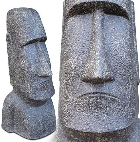Moai Statue ca. 120 cm Rapa-NUI Statue aus Lavasand Stein Osterinsel Figur Garten Deko Kopf Dunkel