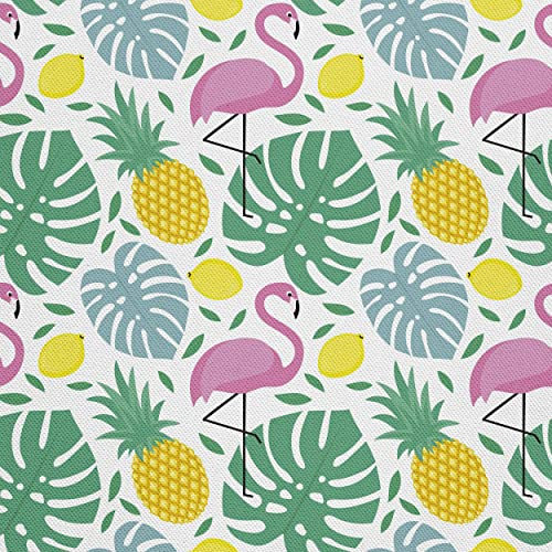 HEKO PANELS Stoff Oxford Wasserdichte Meterware Canvas-Stoff Polyester Stoff Zum Nähen Nähstoffe Möbelstoffe Dekostoffe Wasserabweisend Blickdicht Ananas Palmen Flamingos 2 Meter 155 x 200 cm