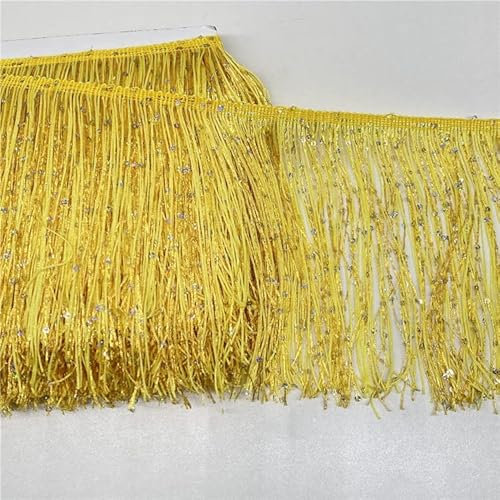 YYCRAFT Hoogram Pailletten-Kette, Quaste, Fransenborte von The Yard Girlande, Tanzkostüm, Party-Dekoration, 4,5 m, Gelb