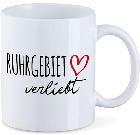 Huuraa Tasse Ruhrgebiet verliebt Geschenk 330ml Weiß Ruhrgebiet Präsent