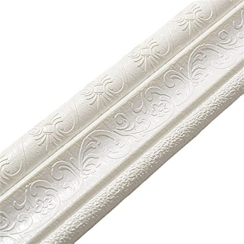 Moldura de espuma flexible autoadhesiva, marco de borde de pared 3D, moldura decorativa e impermeable, borde de líneas de pared (90 x 3 pulgadas), color