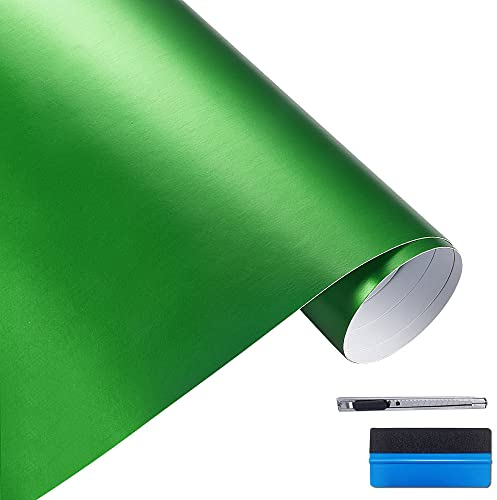 NewL 30 cm x 150 cm Grün gebürsteter Edelstahl Metallic Vinyl Folie Folie Matt Gebürstetes Chrom Auto Wrapping Folie Aufkleber Folie Folie Folie Aufkleber Bogen für Motor Laptop Möbel