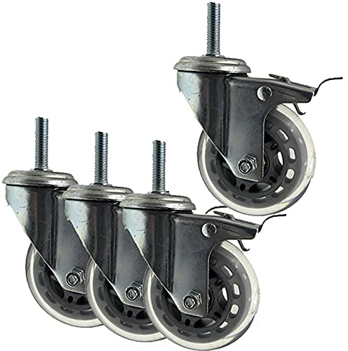 75 Mm Drehbare Gummirollen Mit Bremse, M8/M10 Hochleistungsrolle Mit Einer Tragkraft Von 100 Kg, Rollen Für Möbel/Trolley/, 4Er-Set (Mit Bremse M10)