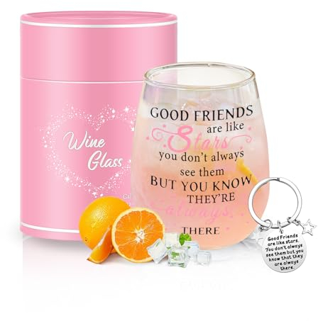 Friendship Gifts for Women Stemless Wine Glass Best Friend Birthday Gift for Women Wine Glasses Personalised Funny Cool Unique Bestie Gifts for Her Girl Female Colleagues Graduation Christmas Decor