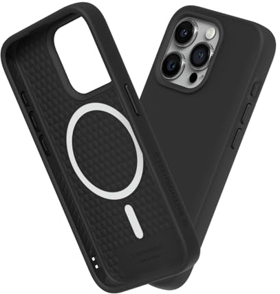 RhinoShield Case kompatibel mit [iPhone 15 Pro Max] | SolidSuit - MagSafe-kompatibel -Stoßdämpfende & schlanke Schutzhülle mit Premium Finish - 3.5 Meter Fallschutz - Schwarz