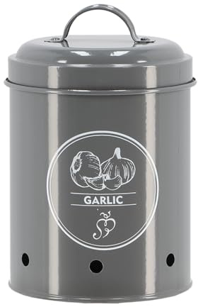 Esschert Design Vorratsdose Knoblauch Anthrazit Dose grau Knoblauchtopf Küche