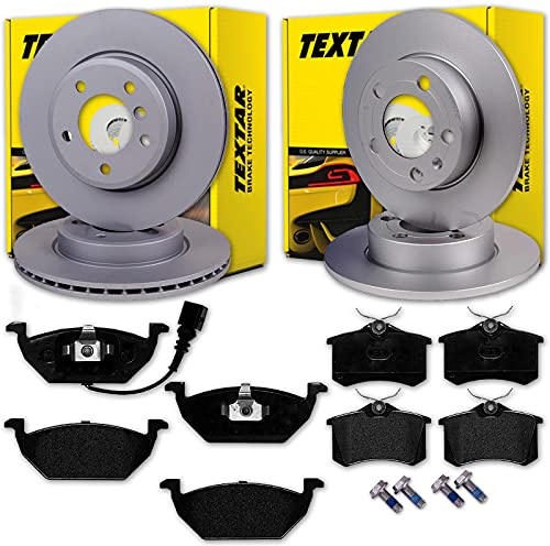 Textar Bremsscheiben + Beläge vorne + hinten | 92082305 + 2313101 + 92082503 + 2355402 für Golf 4 A3 Leon Octavia