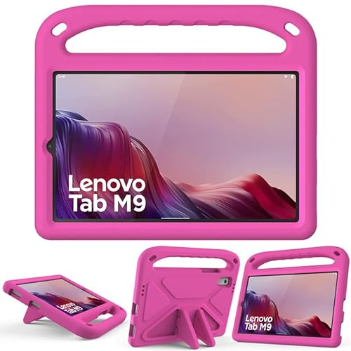 Funda infantil para Lenovo Tab M9 2023 de 9 pulgadas (TB-310FU), espuma EVA, ligera, a prueba de golpes, duradera, funda para tablet con asa, funda para niños, color rosa