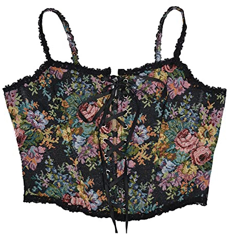 Cocila Corset Training for Women Women Vintage Floral Camisole Flower Embroide Push Up Bodysuit Tight Tops for Women Waist Corset Belt Women Black Corset Tutu Dress