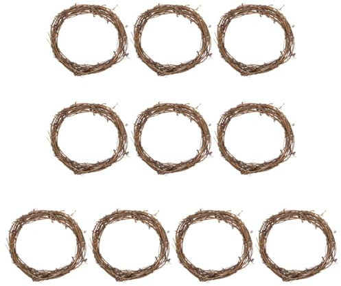 TOPPERFUN 10 StüCk Rattan Kranzrohlinge 3.94 Zoll Rund Rebenkranz DIY ZubehöR NatüRliche Bastelbasis FüR Saisonale Kranz Deko Weihnachten Und Feiertage