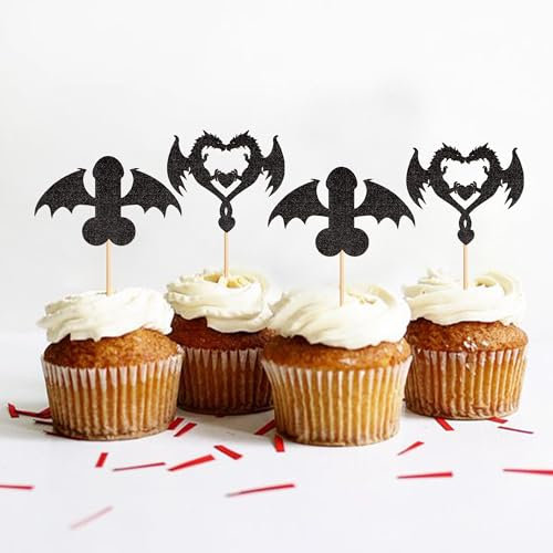 Pack of 24 Dragon Theme Cupcake Toppers Mythical Stories Cake Decoration Picks Realistic Cake Topper Cake Decoration Boy Wedding Birthday Event Party Animals Theme Party Decoration Supply