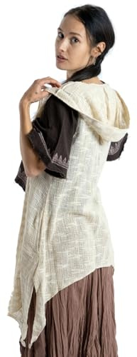 GURU SHOP Offener Cardigan mit Kapuze, Boho Long-Weste, Damen