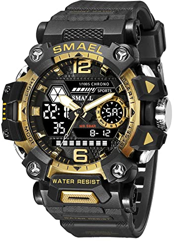 SMAEL 8072 Men's Military Outdoor Digital LED Waterproof Watch, Black Blue-8072, Fashion and Casual
