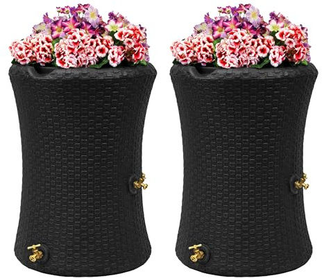 Good Ideas Impressions Nantucket Rain Water Collection Barrel, 2 Pack