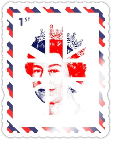 Queen Elizabeth Union Jack UK Briefmarke Flagge Königin Sticker Aufkleber