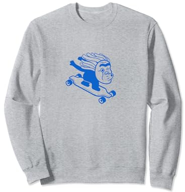 Ein japanischer Performer Hyottoko auf einem Longboard. Sweatshirt