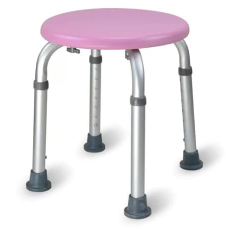 Edelstahl Dusche Bank Stuhl, Verstellbare Badezimmer Stuhl Dusche Bank, Runde rutschfeste Dusche Sitz Für Ältere Menschen Behinderte Verletzt (Farbe : Rosa, Size : 32x32x36-51cm)