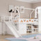 Idemon Cuna, cama individual, cama infantil multifuncional, con tobogán y escaleras, con cajones y taquillas, con puerta magnética, sin colchón, madera maciza, blanco, 90 x 200 cm