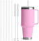Reusable Straws for YETI Rambler Tumbler, Replacement Straws Compatible with YETI Tumbler 42 oz Cup, Clear Transparent Straight Drinking Straws, Set of 5 Reusable Straws with 2 Cleaning Brushes