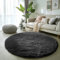 BSGIFT Flauschiger Hochflor Teppich Rund 100 cm - Teppich rutschfest für Wohnzimmer Schlafzimmer Kinderzimmer - Modern Wohnzimmerteppich Bettvorleger, Runder Shaggy Langflor Fellteppich Schwarz