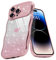 Teageo Cute Heart Pattern Curly Phone Case for iPhone 14 Pro, Wave Frame Glitter Case for Girls Women Aesthetic Bling Cover Shockproof Soft TPU Bumper for iPhone 14 Pro, Pink