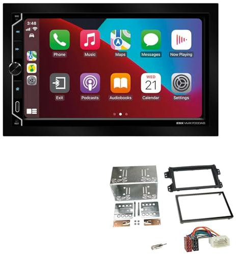 ESX VMX700DAB 2-DIN Autoradio kompatibel mit Wireless Apple CarPlay Android Auto Bluetooth DAB+ passend für Suzuki Splash 2008-2014 schwarz