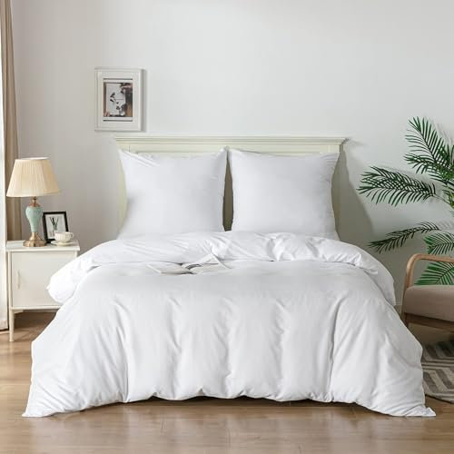 Good Nite Juego de Ropa de Cama de 135 x 200 cm, 2 Piezas y 1 Funda de Almohada de 80 x 80 cm, Color Blanco, Microfibra, Funda nórdica de 135 x 200 cm, Suave